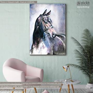 Canvas print Black horse watercolors