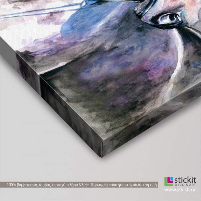 Canvas print Black horse watercolors, detail