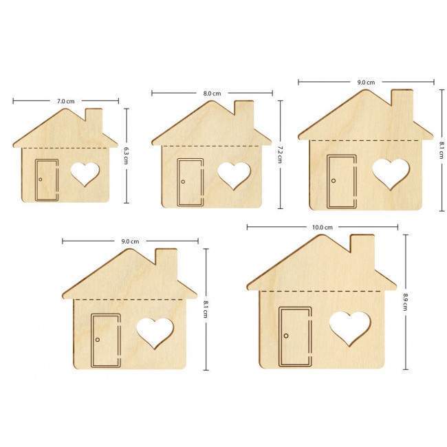 Wooden House with Heart  decorative figure