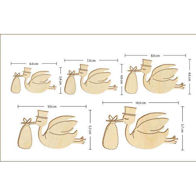 Ξύλινος Πελαργός με σάκο, διακοσμητική φιγούρα