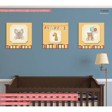 Kids canvas print Giraffe  3 panels 2