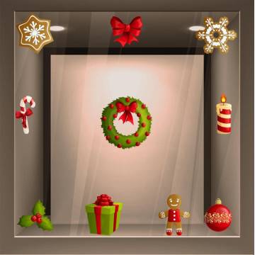 Χριστουγεννιάτικο σετ στολισμού 3 αυτοκόλλητα βιτρίνας ,τοίχου