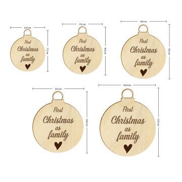 Wooden tag First Christmas as Family 2