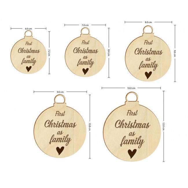 Wooden tag First Christmas as Family