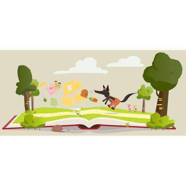 Kids wall stickers Three little pigs