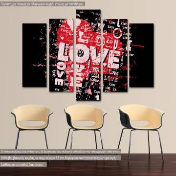 Canvas print Love illustration, grunge style five panels