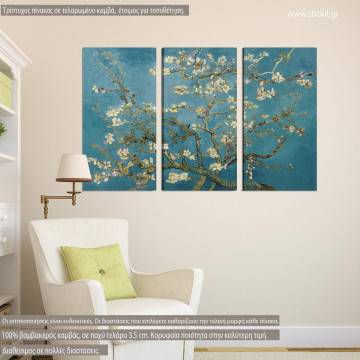 Canvas print Blossoming almond tree, Vincent van Gogh, 3 panels 2