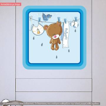 Αυτοκόλλητο τοίχου It's a boy, πινακίδα με όνομα και ζωάκια 2