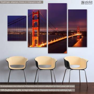 Canvas print Golden Gate bridge, four panels
