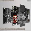 Canvas print London bus, four panels, side