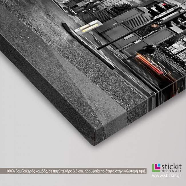 Canvas print London bus, four panels, detail