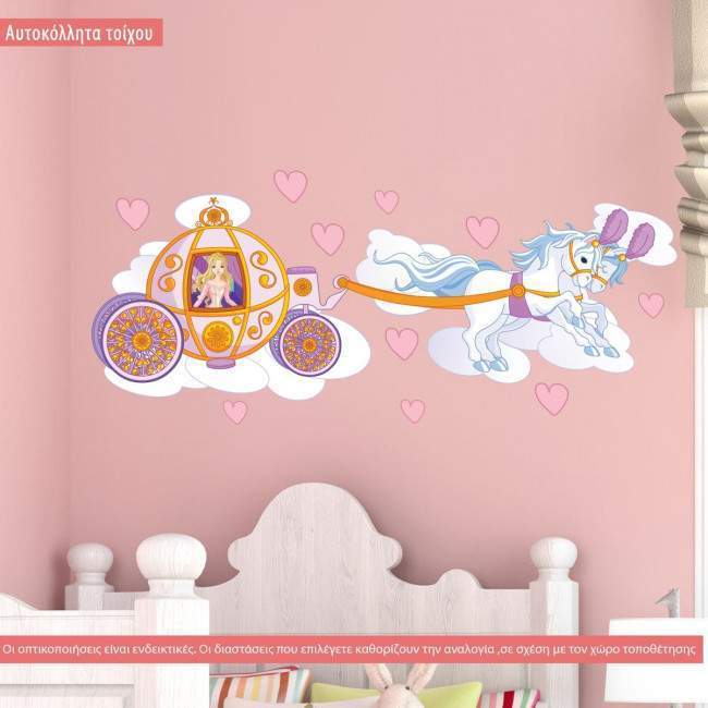 Kids wall stickers Princess and carriage at clouds
