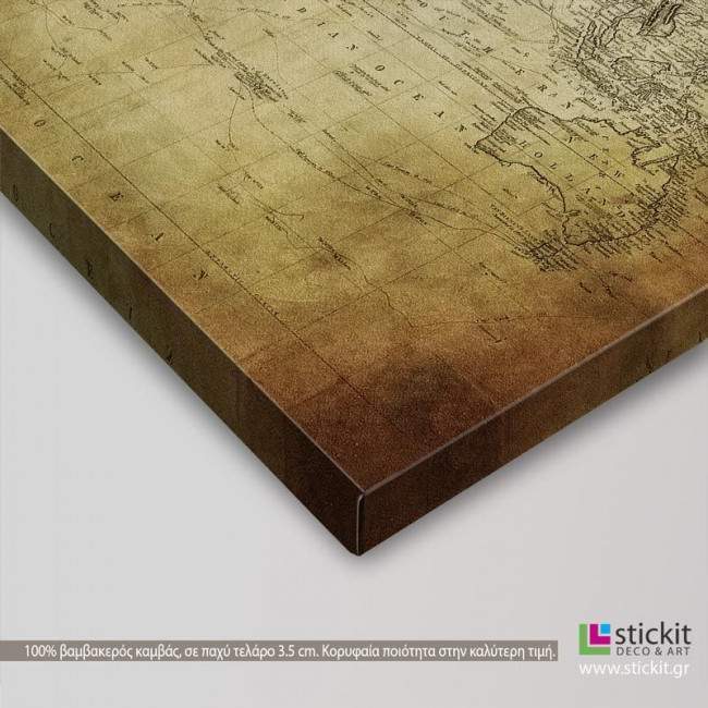 Canvas print Vintage world map 1814, four panels