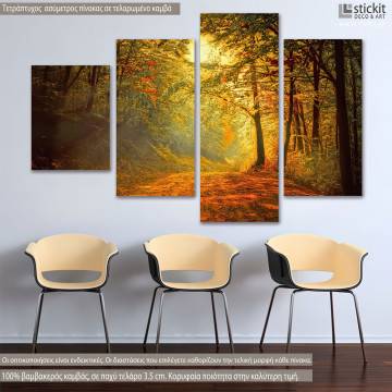 Canvas print Forest memories four panels