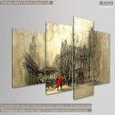 Canvas print Couple in red four panels, side