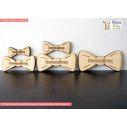 Wooden decorative figure Bow ties engraved name