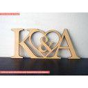 Wooden Heart  engraved initials II