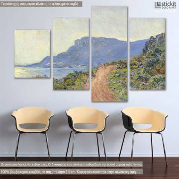 Canvas print La corniche de Monaco, Monet, four panels