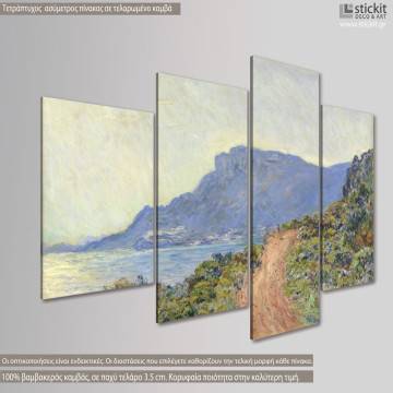 Canvas print La corniche de Monaco, Monet, four panels 2