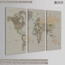 Canvas print World map IV,  3 panels, side