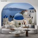 Wallpaper Santorini, light blue and white