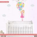 Αυτοκόλλητα τοίχου παιδικά μικρή πριγκίπισσα, μπαλόνια και συννεφάκια, Cute fairytale