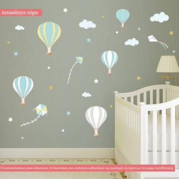Kids wall stickers  Balloons in the night sky
