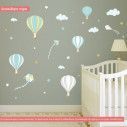 Kids wall stickers  Balloons in the night sky