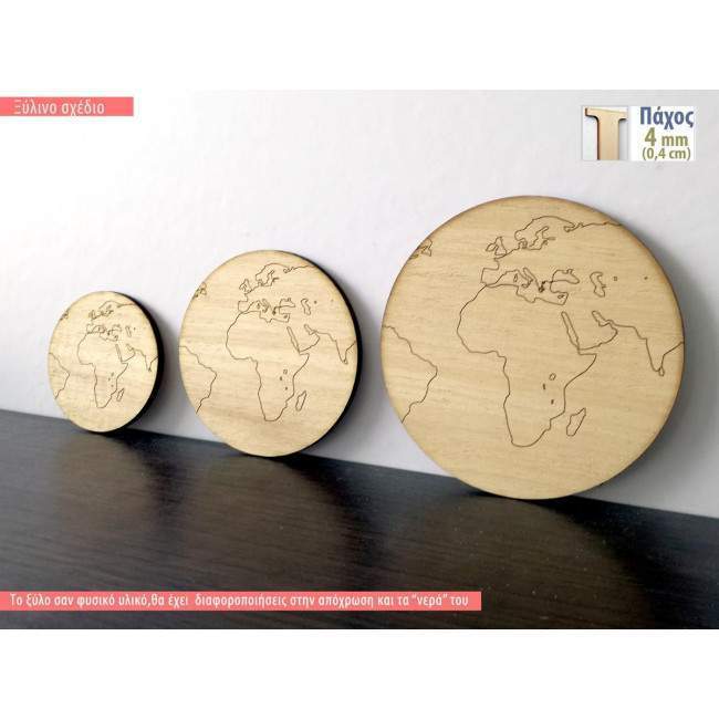 Wooden World map  decorative figure