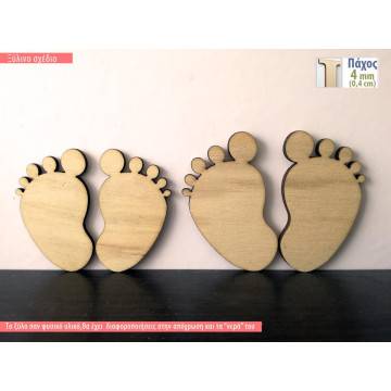 Wooden decorative figure Baby feet 2 pcs