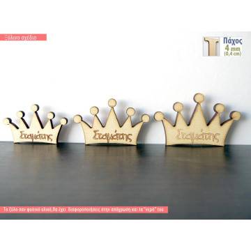 Wooden Crown engraved name,  decorative figure