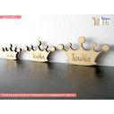 Wooden Crown engraved name,  decorative figure