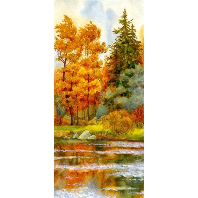 River in fall, αυτοκόλλητο πόρτας
