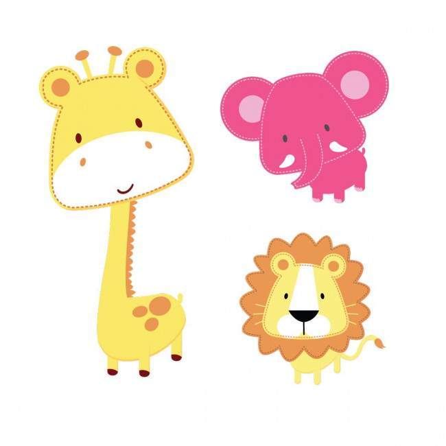 Kids wall stickers border Safari animals (baby pink)