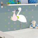 Kids wall stickers Stork with a baby 2 