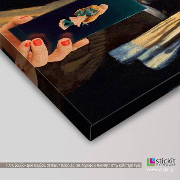 Canvas print The girl with a selfie (based on Girl with a pearl earring Vermeer J) View 1 2