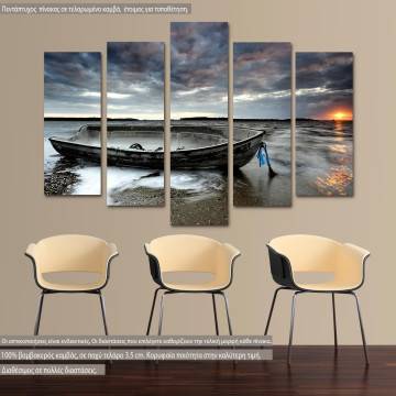 Πίνακας σε καμβά Abandoned boat, πεντάπτυχος