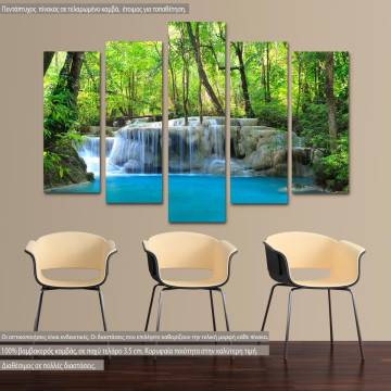 Canvas print Deep forest waterfalls five panels