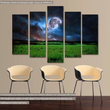 Canvas print Earth & Moon five panels
