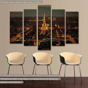Canvas print Eiffel tower skyline five panels