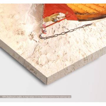 Canvas print Boat on sand,  3 panels 2