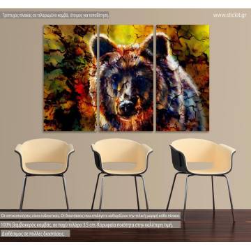 Canvas print Mighty brown bear,  3 panels
