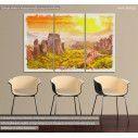 Canvas print Meteora at sunset watecolor,  3 panels