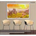 Canvas print Meteora at sunset watecolor