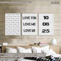 Canvas print Love you with date 3 panels