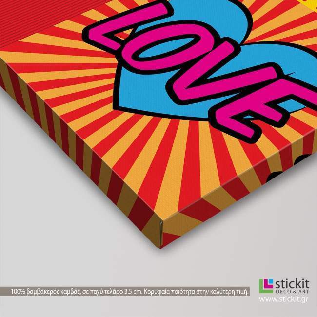 Canvas print Love pop art, side