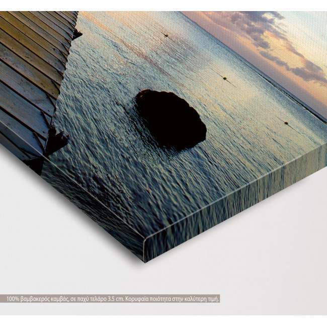 Jetty silhouette, τρίπτυχος πίνακας σε καμβά, λεπτομέρεια