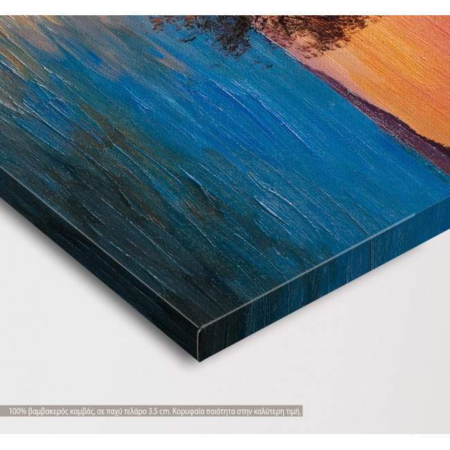 Canvas print Tree at sunset, Tree near the lake at sunset, detail