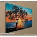 Canvas print Tree at sunset, Tree near the lake at sunset, side