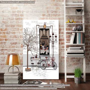 Canvas print Cafe and bicycle
